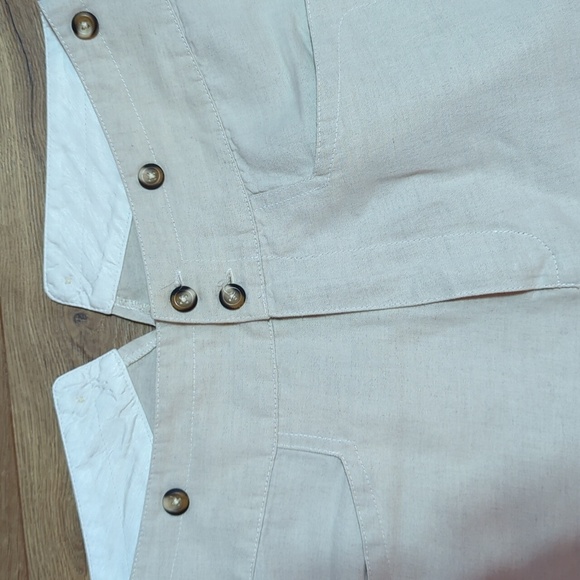 Burning Torch Drop Crotch  Cotton Linen Trouser in Oatmeal Beige S - Picture 5 of 10